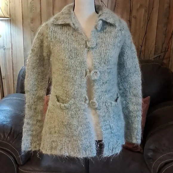 Free People Cozy Fuzzy Button-Up Cardigan Size S Boho Grandmacore - Picture 1 of 9